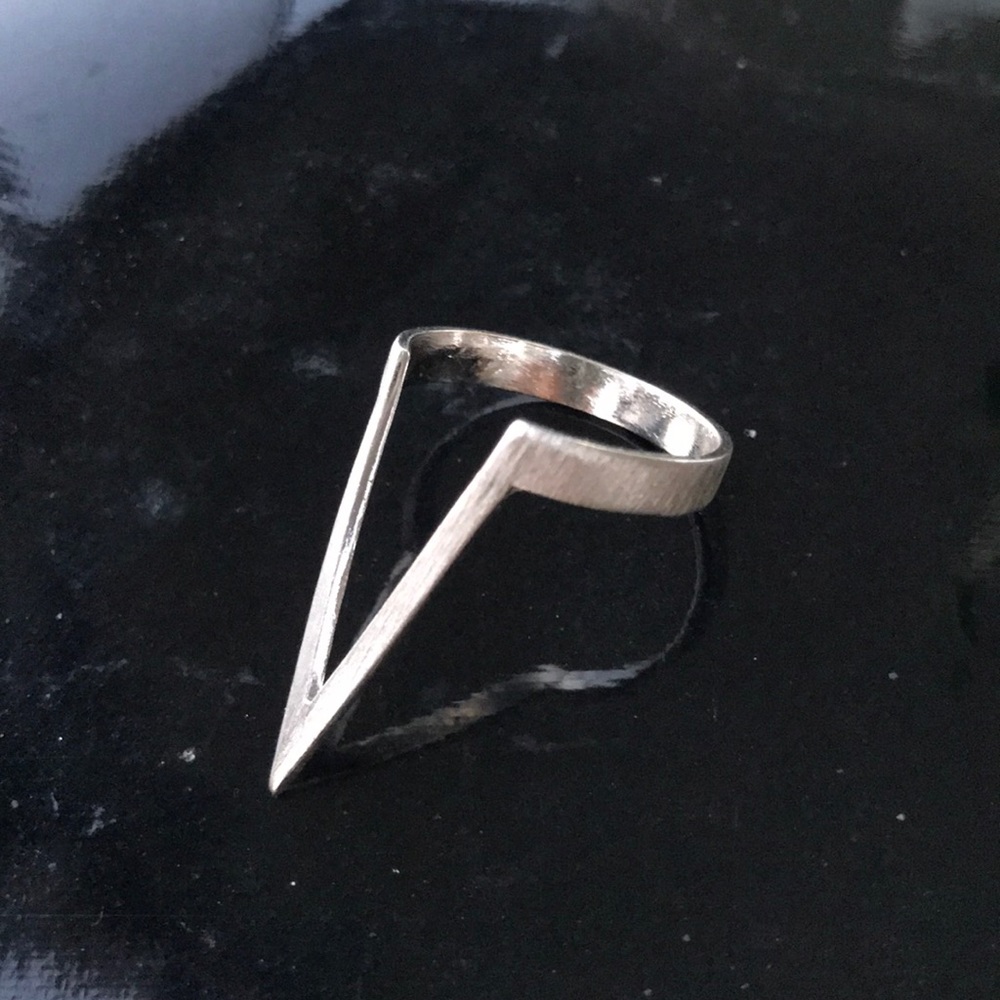 Brushed Silver Spike Ring sz 6.5